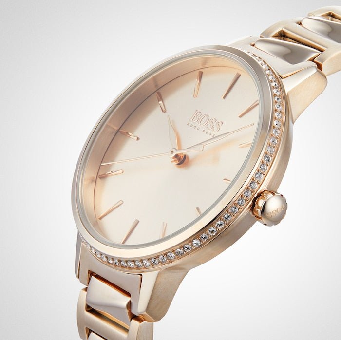 Hugo Boss Signature Gold Dial Gold Stainless Steel Strap Watch for Women - 1502540 Buy Now By Hugo Boss