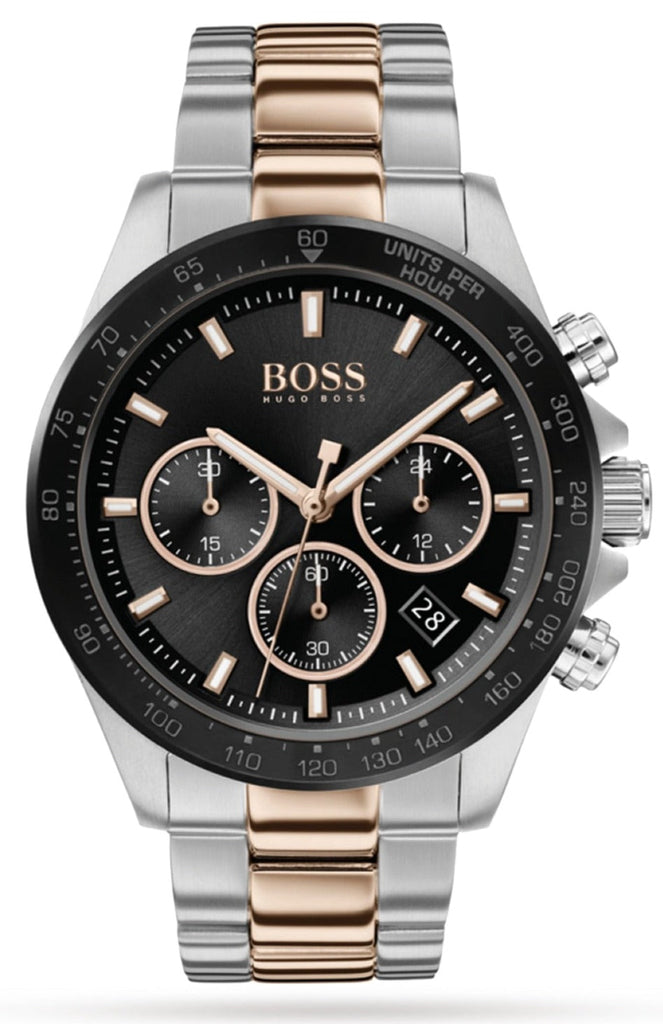 Hugo Boss Here Chronograph Black Dial Two Tone Steel Strap Watch for Men - 1513757 Buy Now By Hugo Boss