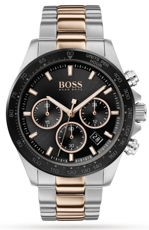 Hugo Boss Here Chronograph Black Dial Two Tone Steel Strap Watch for Men - 1513757 Buy Now By Hugo Boss