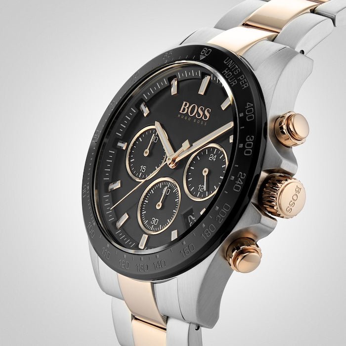Hugo Boss Here Chronograph Black Dial Two Tone Steel Strap Watch for Men - 1513757 Buy Now By Hugo Boss