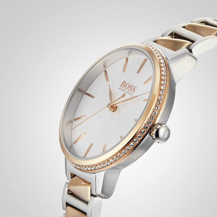 Hugo Boss Signature Silver Dial Two Tone Steel Strap Watch for Women - 1502567 Buy Now By Hugo Boss