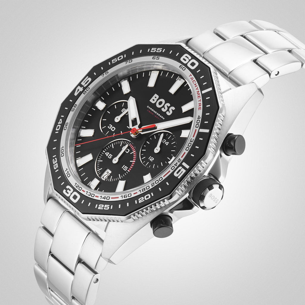 Hugo Boss Energy Chronograph Black Dial Silver Steel Strap Watch For Men - 1513971 Buy Now By Hugo Boss
