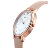 Emporio Armani Kappa Rose Gold & White Dial Beige Nude Leather Strap Watch For Women - AR2510 Buy Now By Emporio Armani