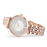 Emporio Armani Gianni T-Bar Crystals Silver Dial Rose Gold Steel Strap Watch For Women - AR11446 Buy Now By Emporio Armani