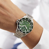 Emporio Armani Three Hand Green Dial Silver Steel Strap Watch For Men - AR11338 Buy Now By Emporio Armani