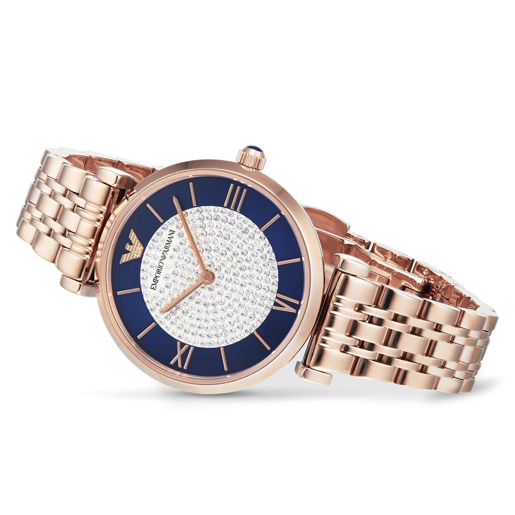 Emporio Armani Gianni T-Bar Quartz Crystals Black Dial Gold Steel Strap Watch For Women - AR11423 Buy Now By Emporio Armani