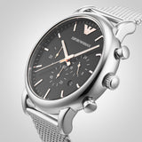 Emporio Armani Luigi Chronograph Quartz Black Dial Silver Mesh Bracelet Watch For Men - AR11429 Buy Now By Emporio Armani