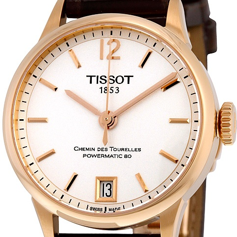 Tissot Chemin Des Tourelles Powermatic 80 Lady Silver Dial Brown Leather Strap Watch For Women - T099.207.36.037.00 Buy Now By Tissot