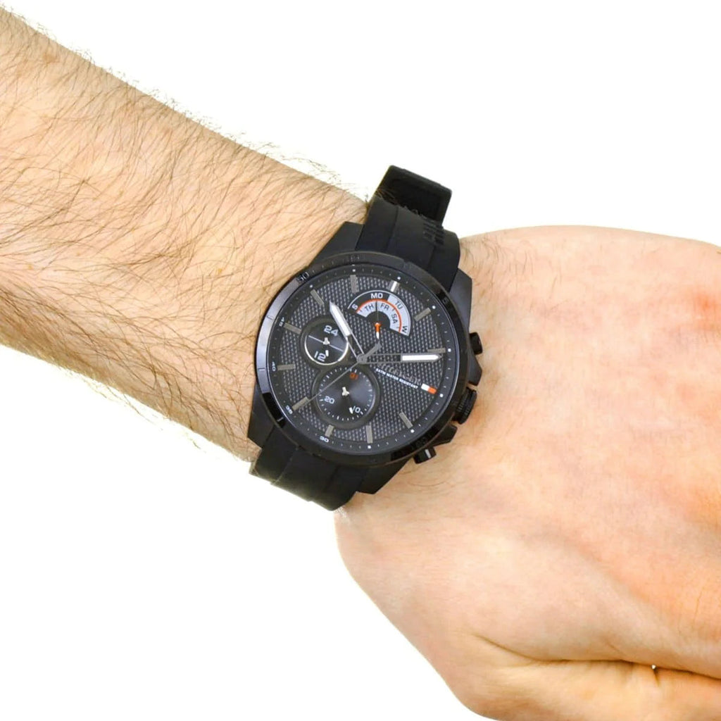 Tommy Hilfiger Decker Quartz Black Dial Black Rubber Strap Watch for Men - 1791352