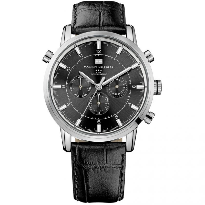Tommy Hilfiger Harrison Chronograph Black Dial Black Leather Strap Watch for Men - 1790875 Buy Now By Tommy Hilfiger