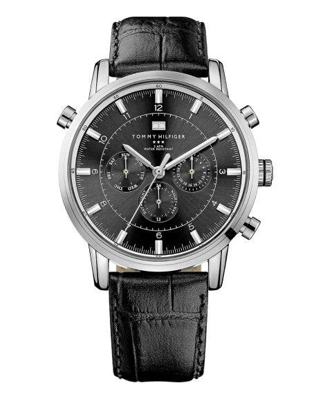 Tommy Hilfiger Harrison Chronograph Black Dial Black Leather Strap Watch for Men - 1790875 Buy Now By Tommy Hilfiger