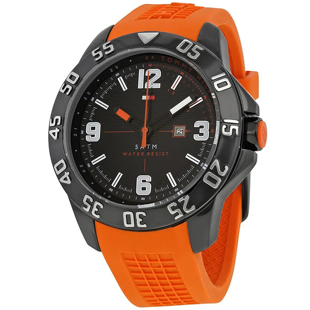 Tommy Hilfiger Cole Black Dial Orange Rubber Strap Watch for Men - 1790985 Buy Now By Tommy Hilfiger