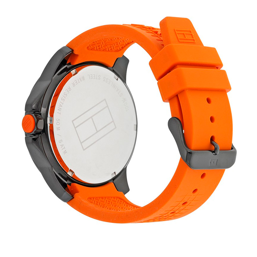 Tommy Hilfiger Cole Black Dial Orange Rubber Strap Watch for Men - 1790985 Buy Now By Tommy Hilfiger