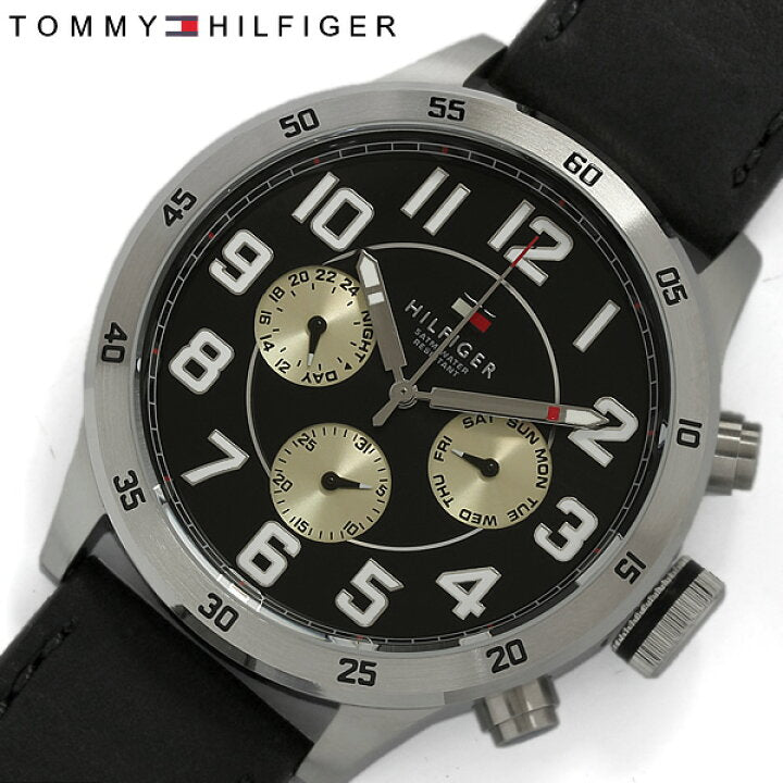 Tommy Hilfiger Sport Chronograph Black Dial Black Leather Strap Watch for Men - 1791050 Buy Now By Tommy Hilfiger