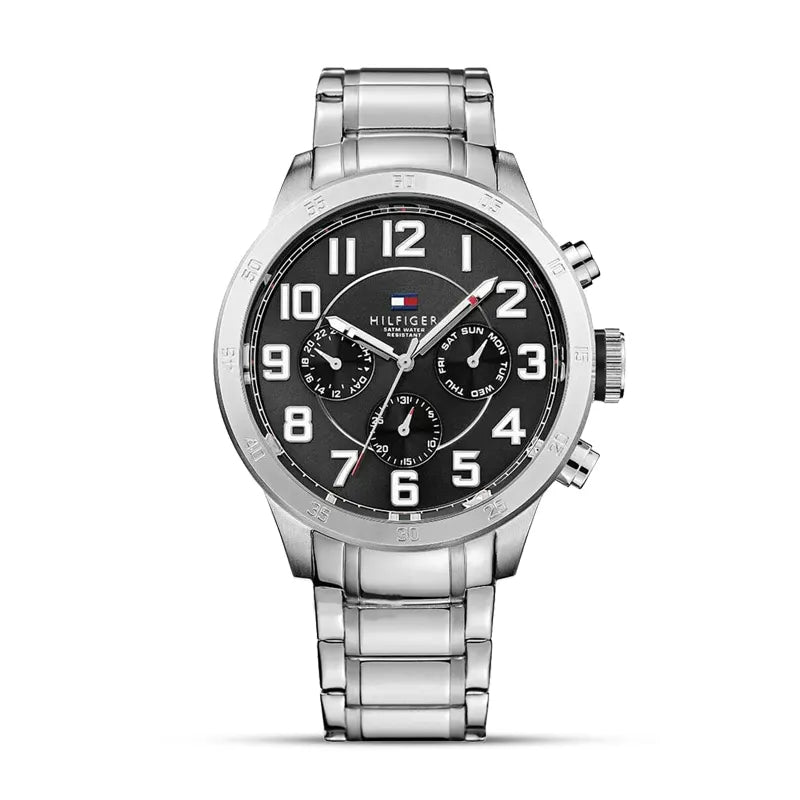 Tommy Hilfiger Trent Chronograph Black Dial Silver Steel Strap Watch for Men - 1791054 Buy Now By Tommy Hilfiger