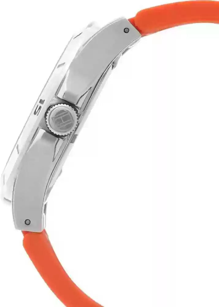 Tommy Hilfiger Analog White Dial Orange Rubber Strap Watch for Men - 1791063 Buy Now By Tommy Hilfiger