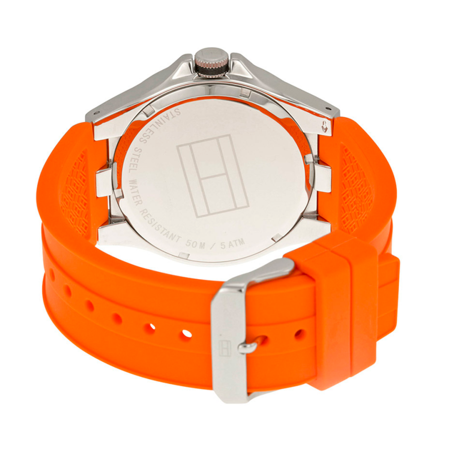 Tommy Hilfiger Analog White Dial Orange Rubber Strap Watch for Men - 1791063 Buy Now By Tommy Hilfiger