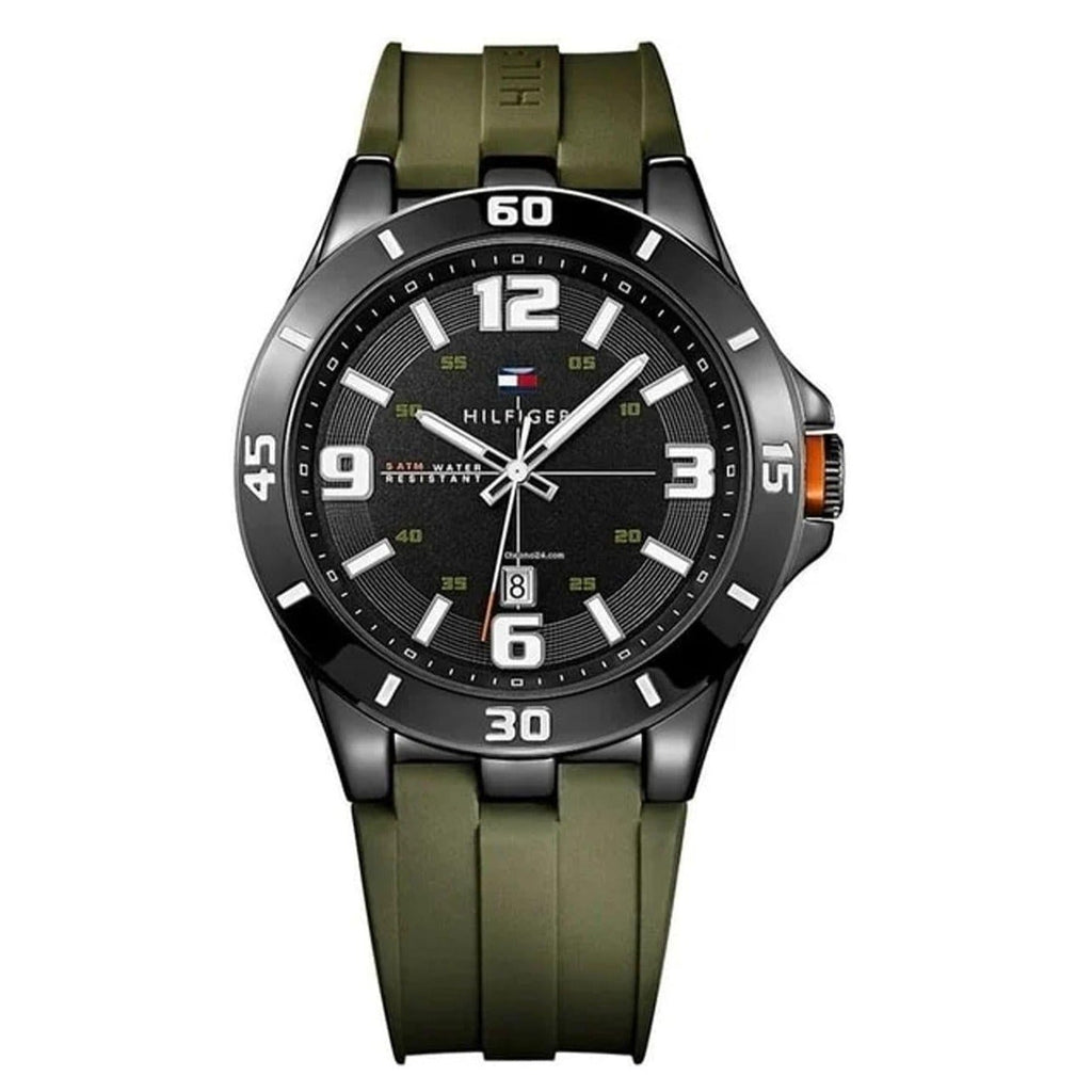 Tommy Hilfiger Drew Black Dial Green Rubber Strap Watch for Men - 1791065 Buy Now By Tommy Hilfiger