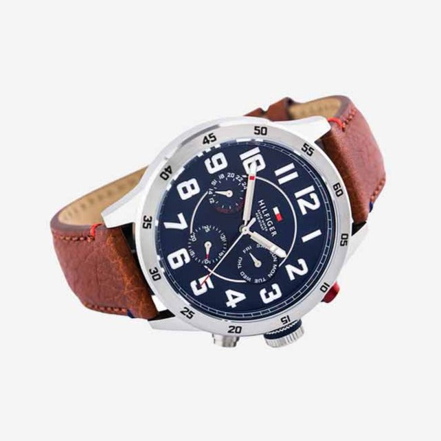 Tommy Hilfiger Trent Quartz Blue Dial Brown Leather Strap Watch for Men - 1791066 Buy Now By Tommy Hilfiger