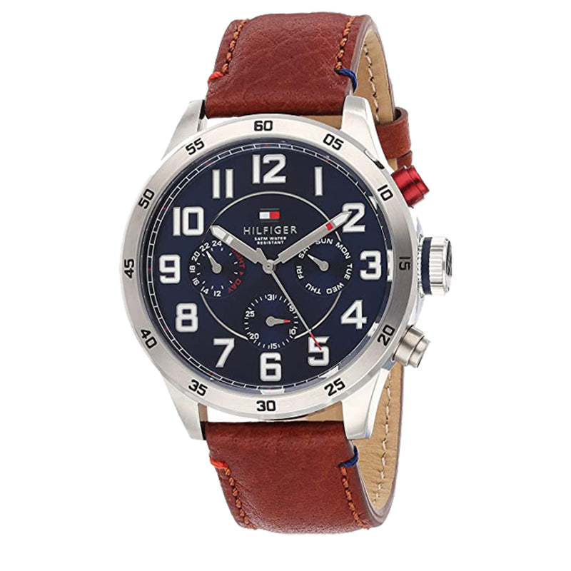 Tommy Hilfiger Trent Quartz Blue Dial Brown Leather Strap Watch for Men - 1791066 Buy Now By Tommy Hilfiger