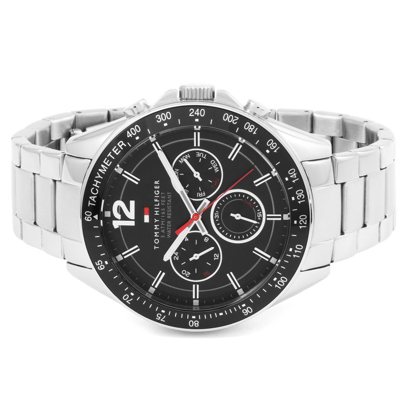 Tommy Hilfiger Luke Chronograph Black Dial Silver Steel Strap Watch for Men - 1791104 Buy Now By Tommy Hilfiger