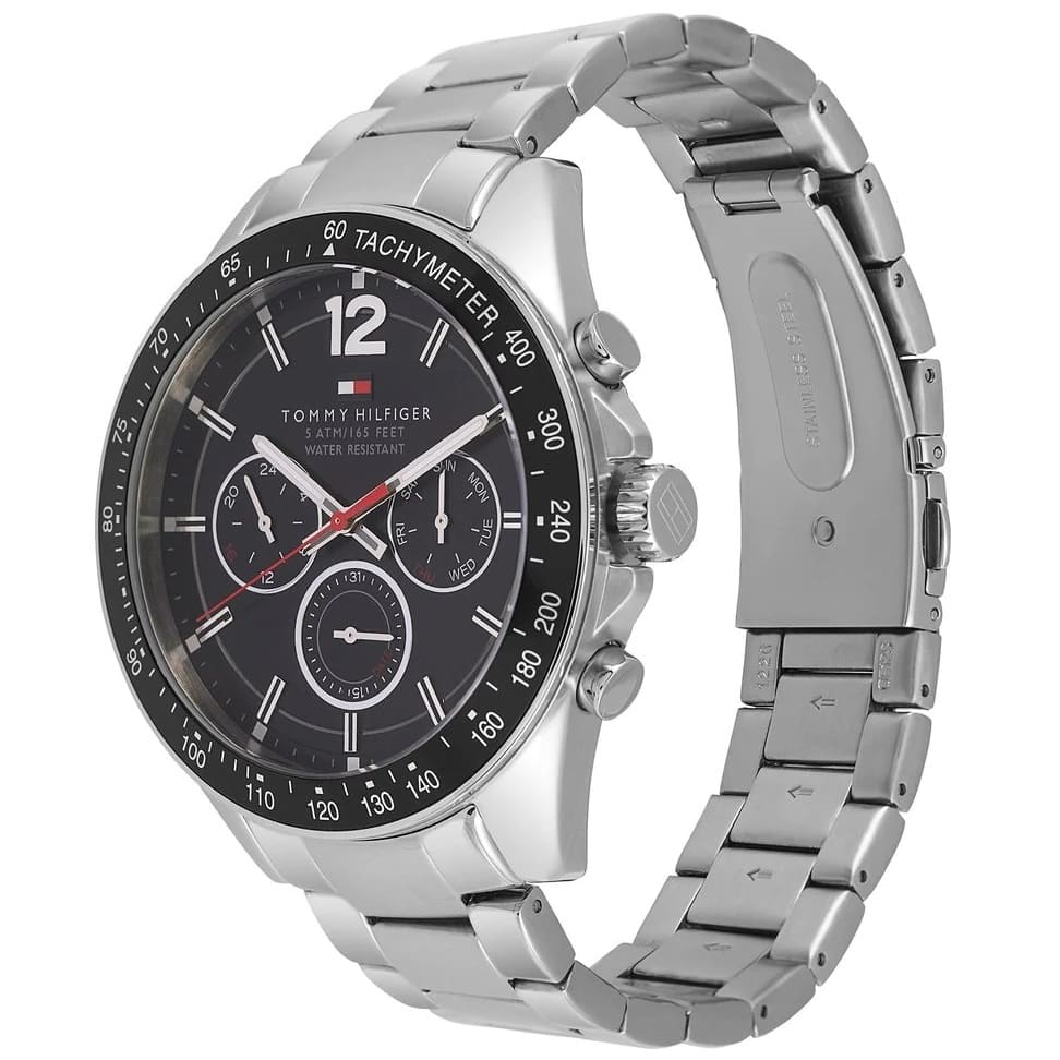 Tommy Hilfiger Luke Chronograph Black Dial Silver Steel Strap Watch for Men - 1791104 Buy Now By Tommy Hilfiger