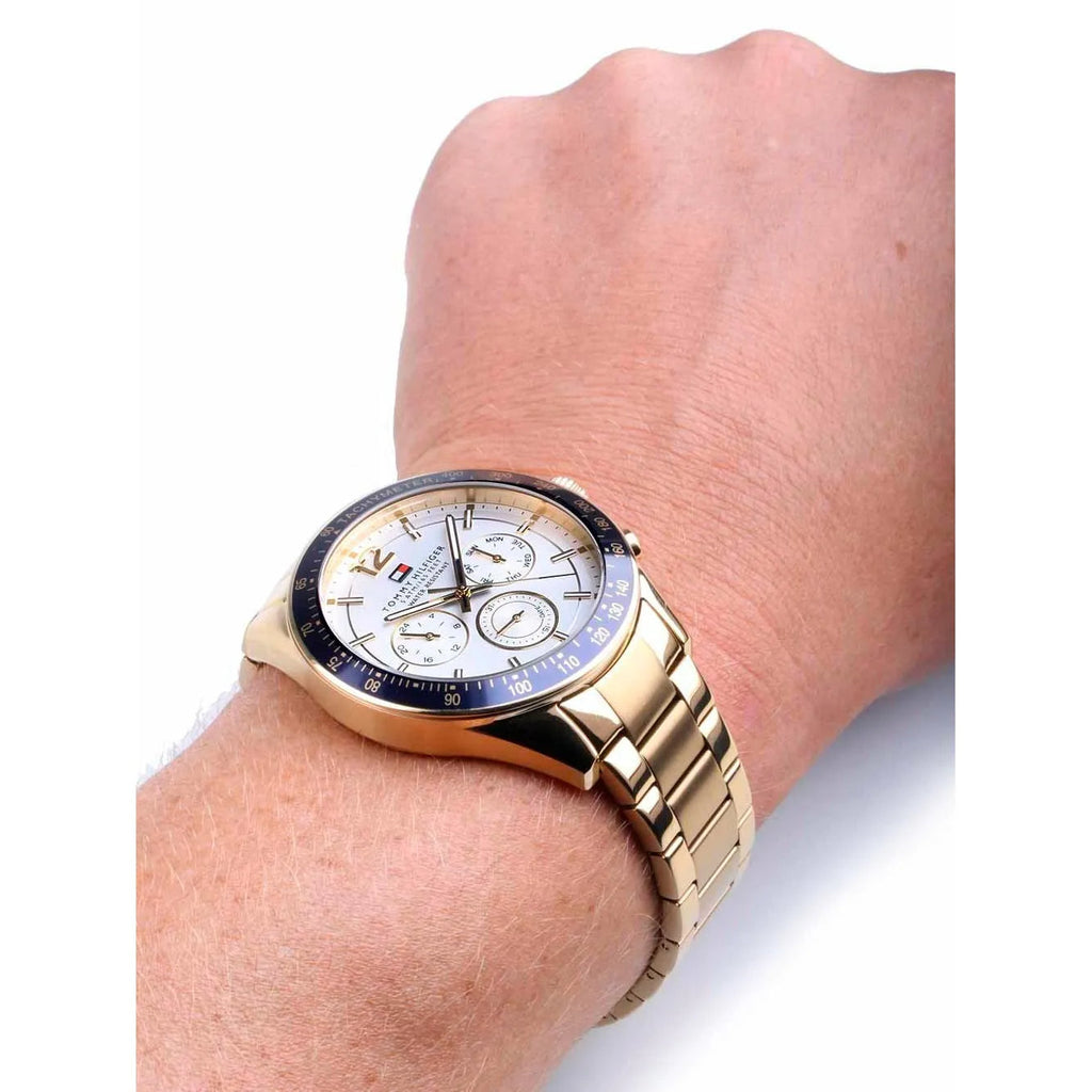 Tommy Hilfiger Luke Chronograph White Dial Gold Steel Strap Watch for Men - 1791121 Buy Now By Tommy Hilfiger