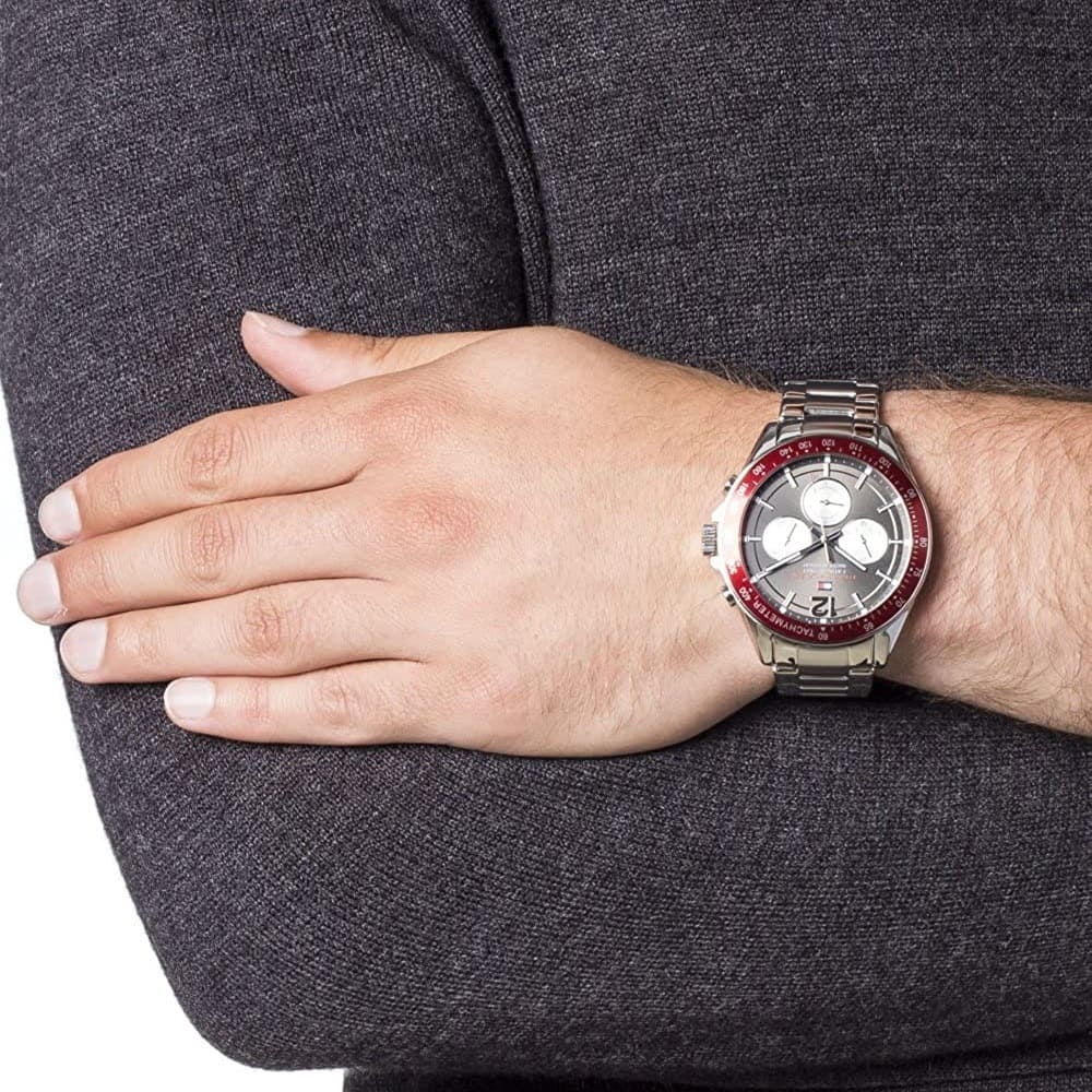 Tommy Hilfiger Luke Chronograph Black Dial Silver Steel Strap Watch for Men - 1791122 Buy Now By Tommy Hilfiger