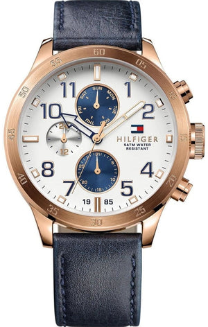 Tommy Hilfiger Trent Quartz White Dial Blue Leather Strap Watch for Men - 1791139 Buy Now By Tommy Hilfiger