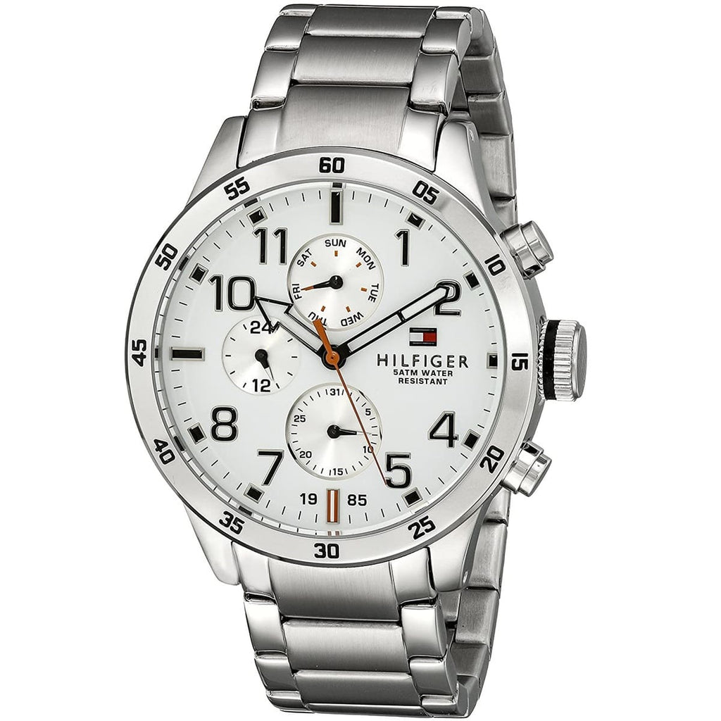 Tommy Hilfiger Trent Multifunction White Dial Silver Steel Strap Watch for Men - 1791140 Buy Now By Tommy Hilfiger
