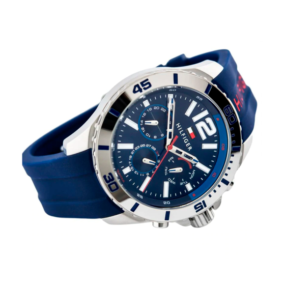 Tommy Hilfiger Nolan Chronograph Blue Dial Blue Rubber Strap Watch for Men - 1791142 Buy Now By Tommy Hilfiger