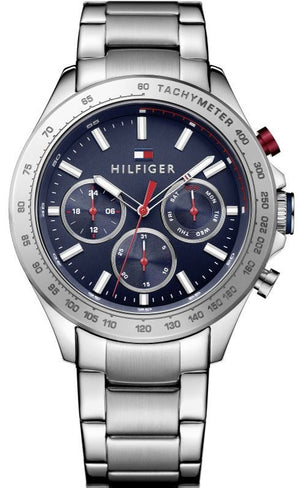 Tommy Hilfiger Hudson Chronograph Quartz Blue Dial Silver Steel Strap Watch For Men - 1791228 Buy Now By Tommy Hilfiger