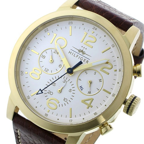 Tommy Hilfiger Jake Quartz White Dial Brown Leather Strap Watch for Men - 1791231 Buy Now By Tommy Hilfiger