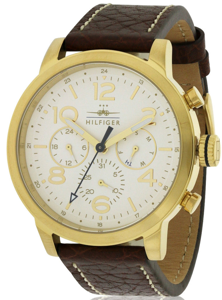 Tommy Hilfiger Jake Quartz White Dial Brown Leather Strap Watch for Men - 1791231 Buy Now By Tommy Hilfiger