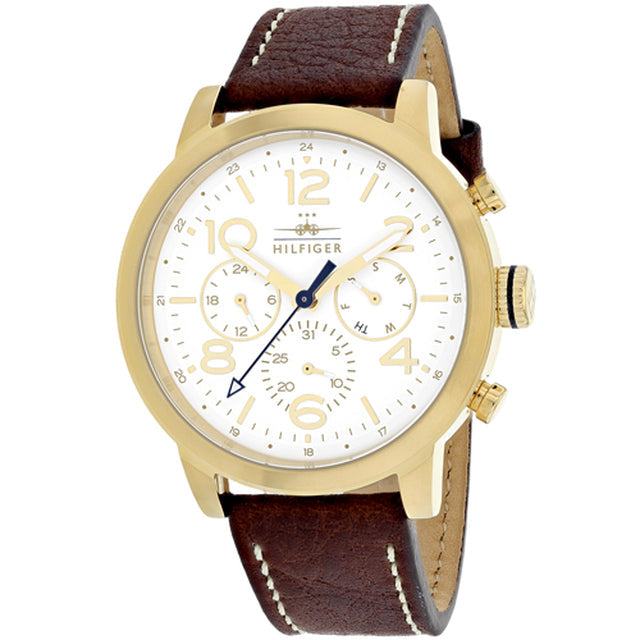 Tommy Hilfiger Jake Quartz White Dial Brown Leather Strap Watch for Men - 1791231 Buy Now By Tommy Hilfiger