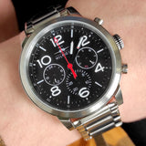 Tommy Hilfiger Jake Chronograph Black Dial Silver Steel Strap Watch for Men - 1791234 Buy Now By Tommy Hilfiger