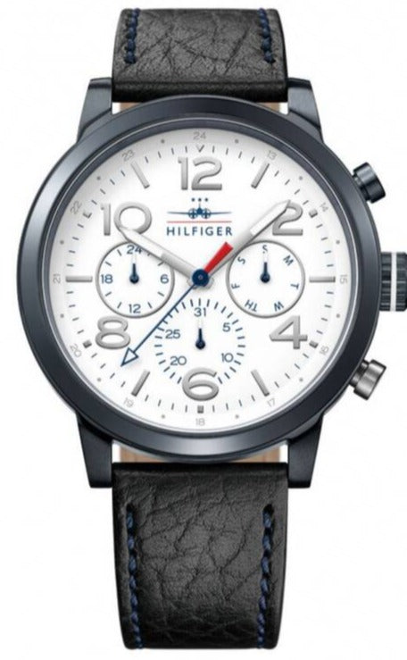 Tommy Hilfiger Jake Multi Function Quartz White Dial Black Leather Strap Watch for Men - 1791235 Buy Now By Tommy Hilfiger