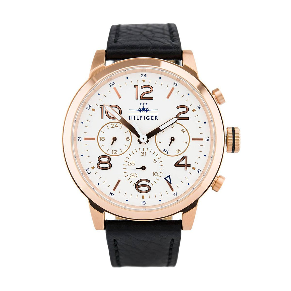Tommy Hilfiger Jake Multifunction White Dial Black Leather Strap Watch for Men - 1791236 Buy Now By Tommy Hilfiger
