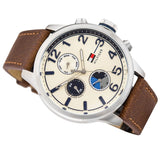 Tommy Hilfiger Jackson Multi-Function Silver Dial Brown Leather Strap Watch for Men - 1791239 Buy Now By Tommy Hilfiger