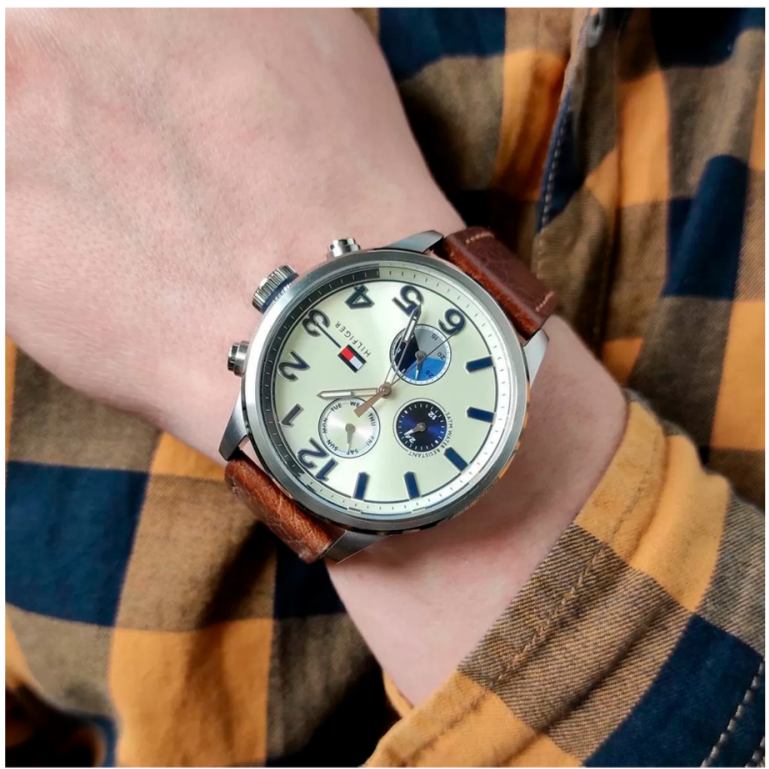 Tommy Hilfiger Jackson Multi-Function Silver Dial Brown Leather Strap Watch for Men - 1791239 Buy Now By Tommy Hilfiger