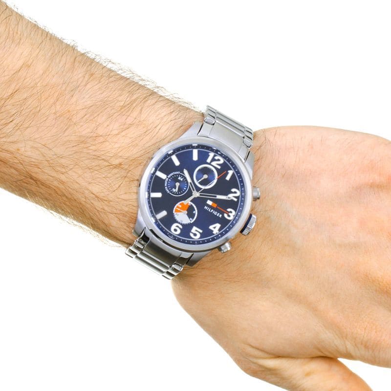 Tommy Hilfiger Jackson Chronograph Blue Dial Silver Steel Strap Watch for Men - 1791242 Buy Now By Tommy Hilfiger