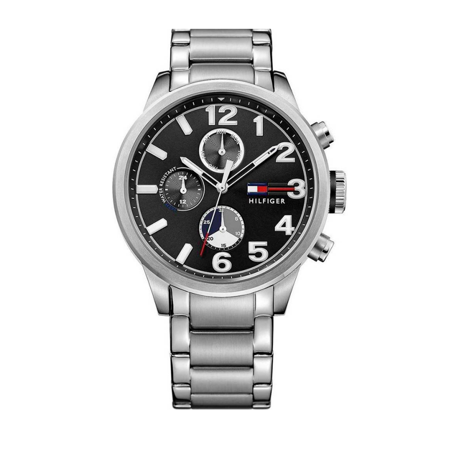 Tommy Hilfiger Jake Chronograph Black Dial Silver Steel Strap Watch for Men - 1791234 Buy Now By Tommy Hilfiger