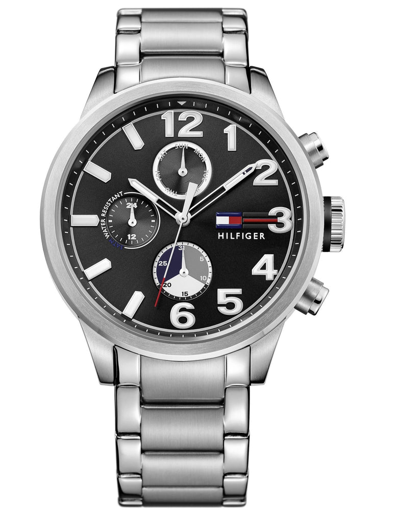 Tommy Hilfiger Jackson Quartz Black Dial Silver Steel Strap Watch for Men - 1791243 Buy Now By Tommy Hilfiger