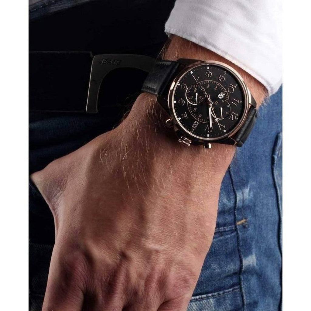 Tommy Hilfiger Dean Chronograph Quartz Black Dial Black Leather Strap Watch for Men - 1791273 Buy Now By Tommy Hilfiger