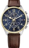 Tommy Hilfiger Dean Multifunctional Blue Dial Brown Leather Strap Watch for Men - 1791275 Buy Now By Tommy Hilfiger