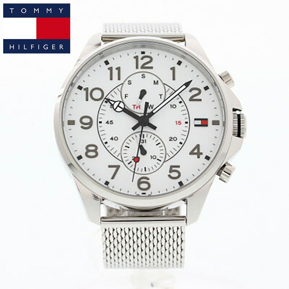 Tommy Hilfiger Dean Chronograph White Dial Silver Mesh Bracelet Watch for Men - 1791277 Buy Now By Tommy Hilfiger