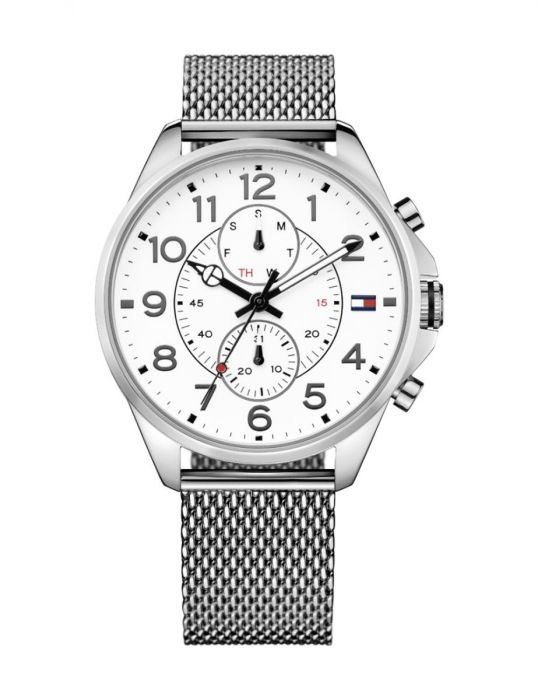 Tommy Hilfiger Dean Chronograph White Dial Silver Mesh Bracelet Watch for Men - 1791277 Buy Now By Tommy Hilfiger