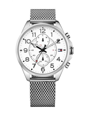 Tommy Hilfiger Dean Chronograph White Dial Silver Mesh Bracelet Watch for Men - 1791277 Buy Now By Tommy Hilfiger