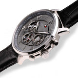 Tommy Hilfiger Keagan Quartz Grey Dial Black Leather Strap Watch for Men - 1791289 Buy Now By Tommy Hilfiger