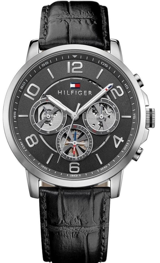 Tommy Hilfiger Keagan Quartz Grey Dial Black Leather Strap Watch for Men - 1791289 Buy Now By Tommy Hilfiger